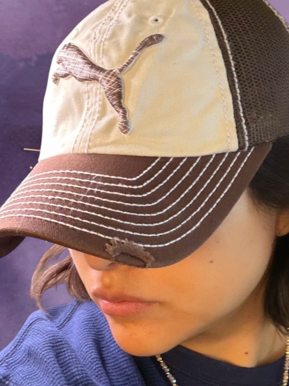 Puma Brown & Cream Trucker Hat with Logo Patch